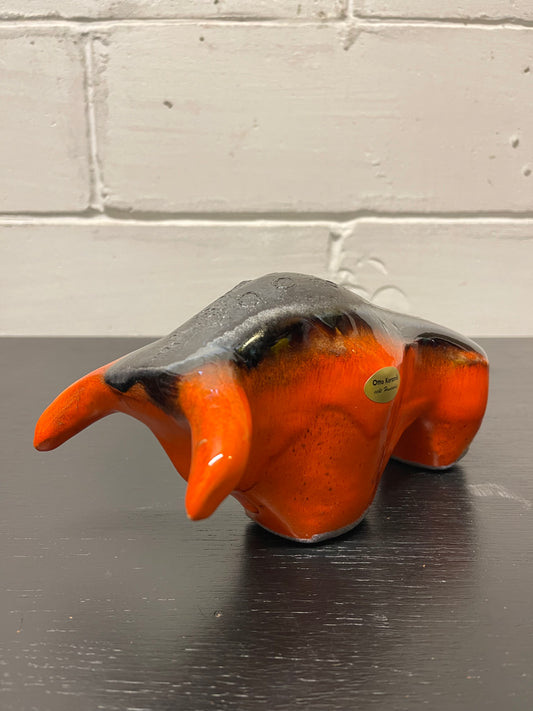 Otto Keramik Ceramic Bull West German Pottery Fat Lava