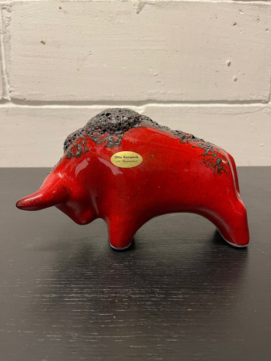 Otto Keramik Ceramic Bull West German Pottery Fat Lava
