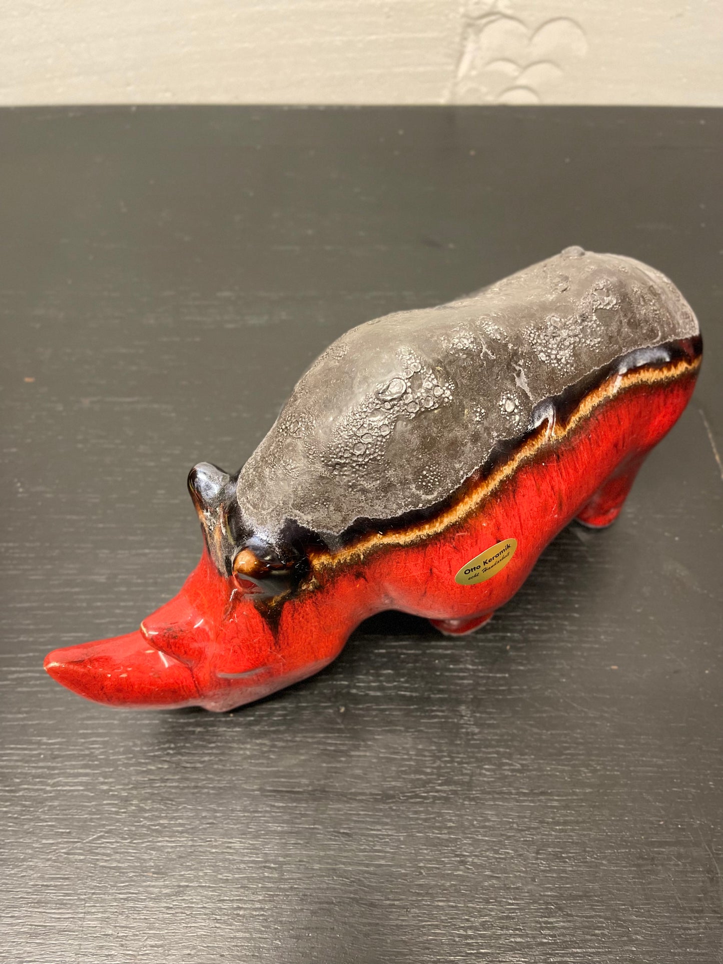Exclusive Otto Keramik Ceramic Rhino West German Pottery Fat Lava
