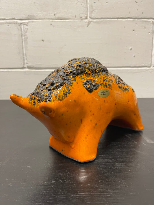 Otto Keramik Ceramic Bull West German Pottery Fat Lava