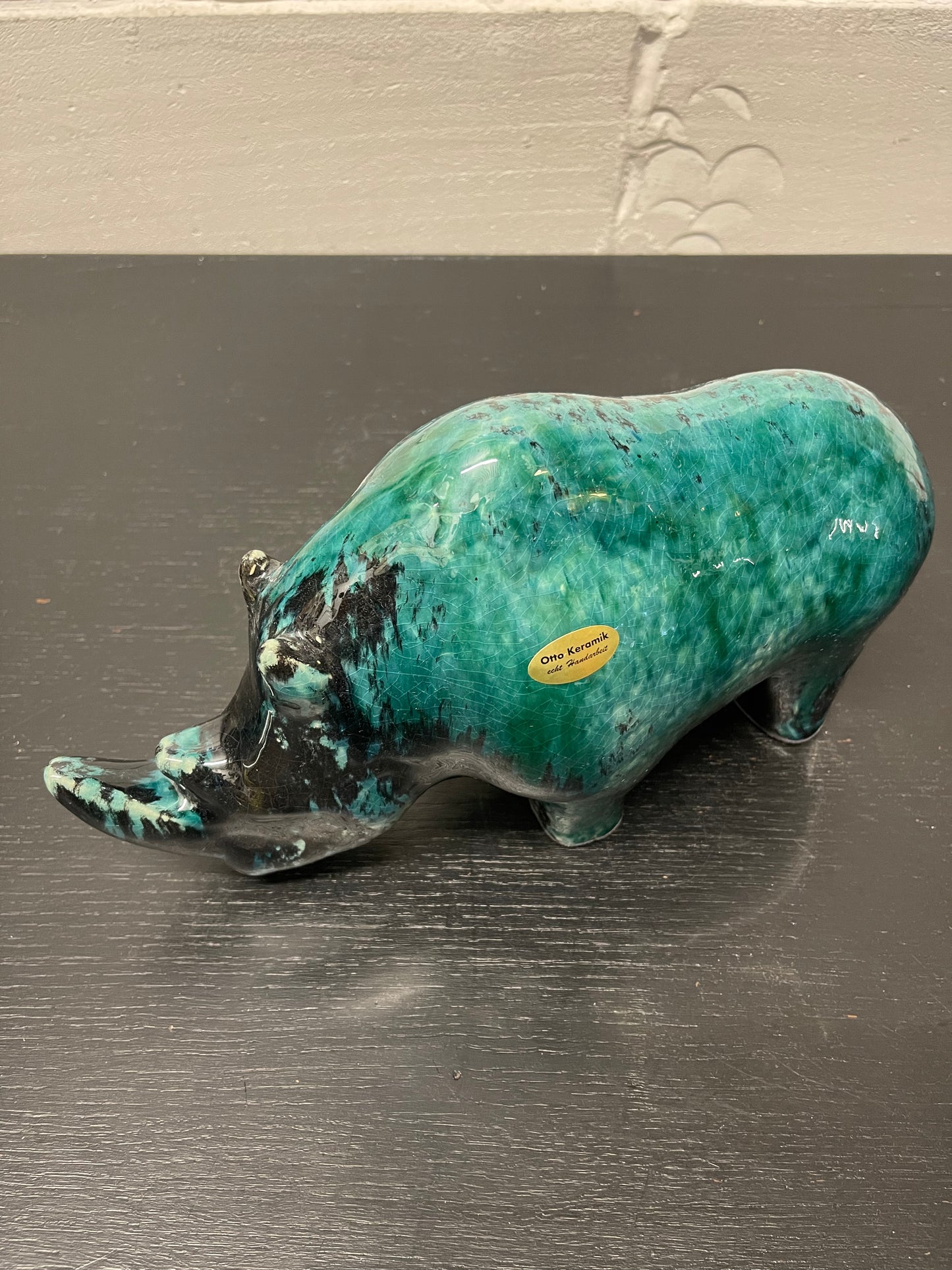 Exclusive Otto Keramik Ceramic Rhino West German Pottery Fat Lava
