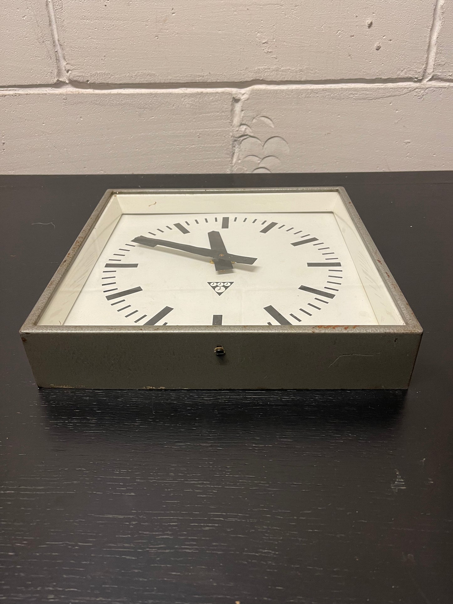 Czech Industrial 1960s Square Factory Clocks By Pragotron