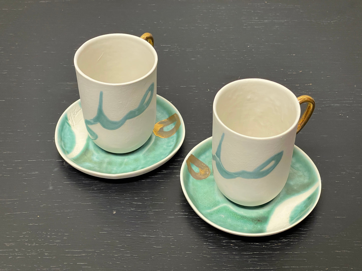 Hand Made Turkish Coffee / Espresso Cups By Renowned Design Ceramicist Saliha Kartal