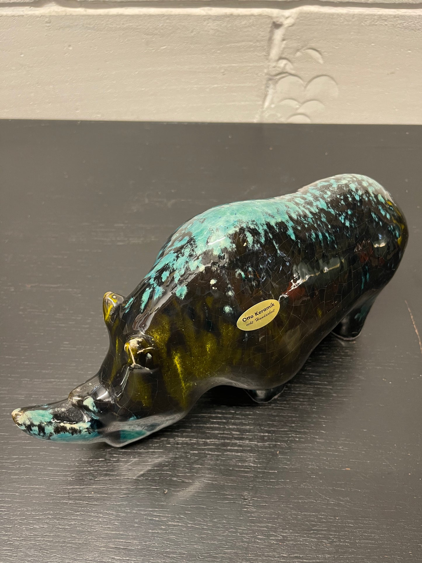 Exclusive Otto Keramik Ceramic Rhino West German Pottery Fat Lava