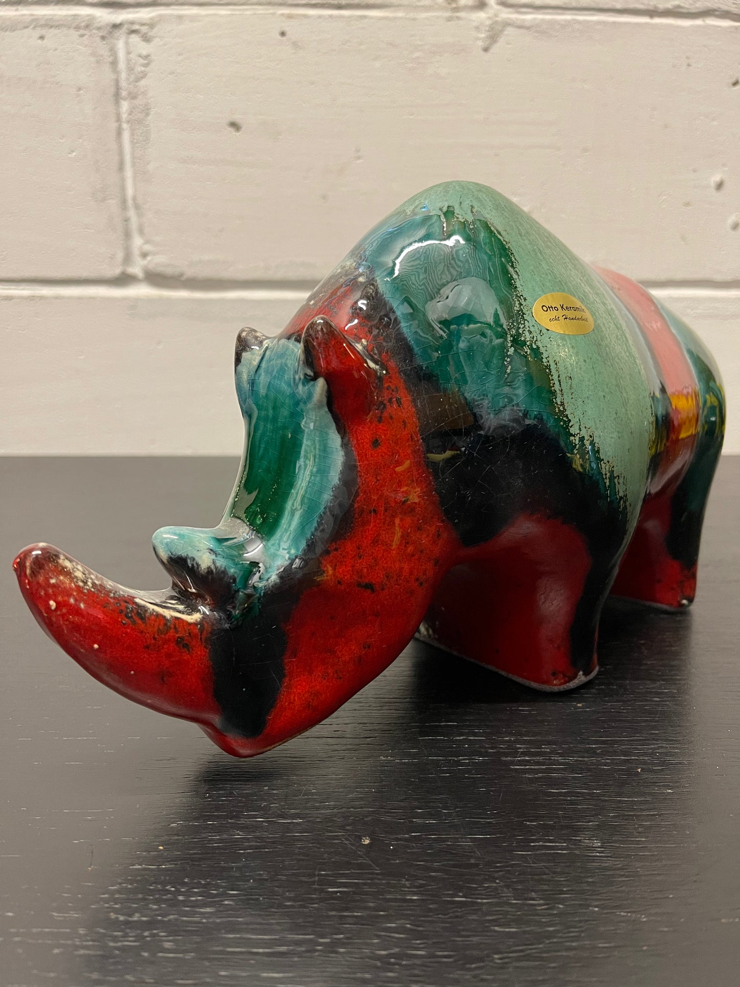 Exclusive Otto Keramik Ceramic Rhino West German Pottery Fat Lava