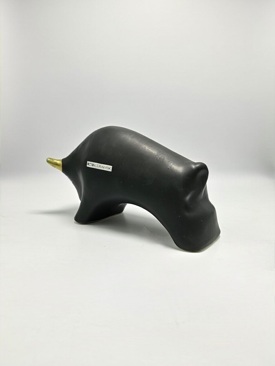 Otto Keramik Gold Edition Ceramic Bull West German Pottery Fat Lava