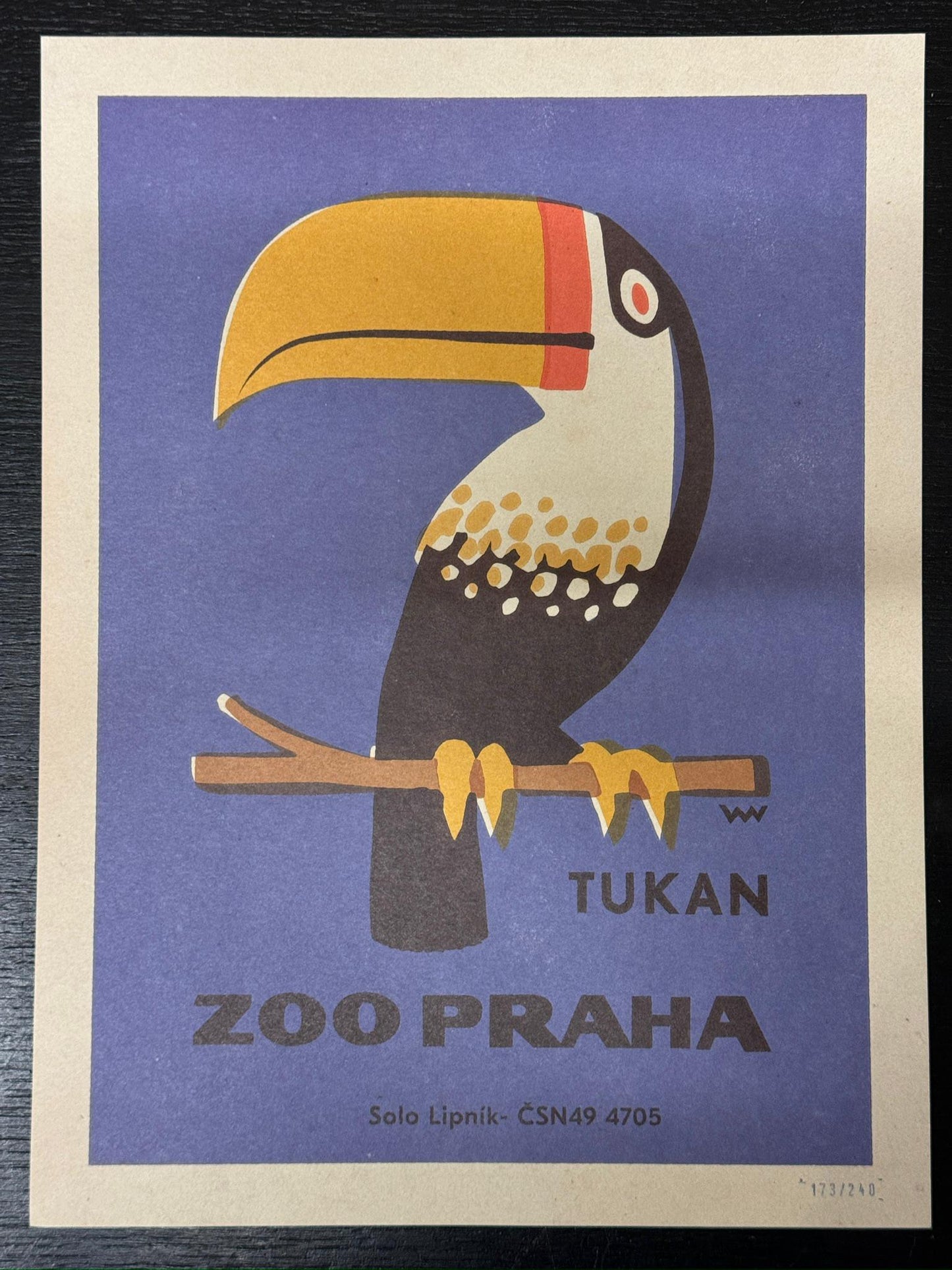 Limited Edition Czech Match Box Art Poster 173 of 240 Zoo Praha Toucan