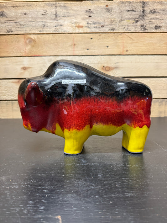 Otto Keramik Large Ceramic Bison West German Pottery Fat Lava