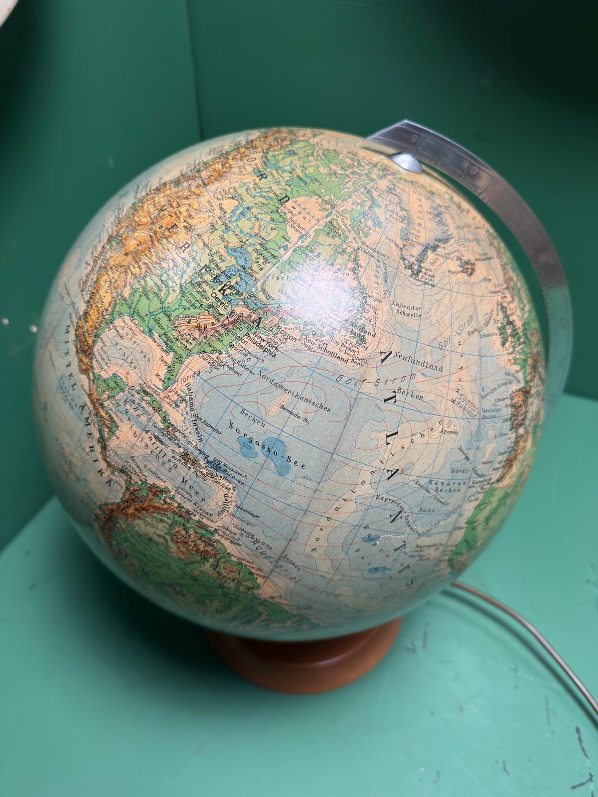 Vintage 1960s German Glass Globe Lamp By JRO Globus Munchen