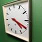 Large Czech Industrial 1970s Square Factory Clocks By Pragotron