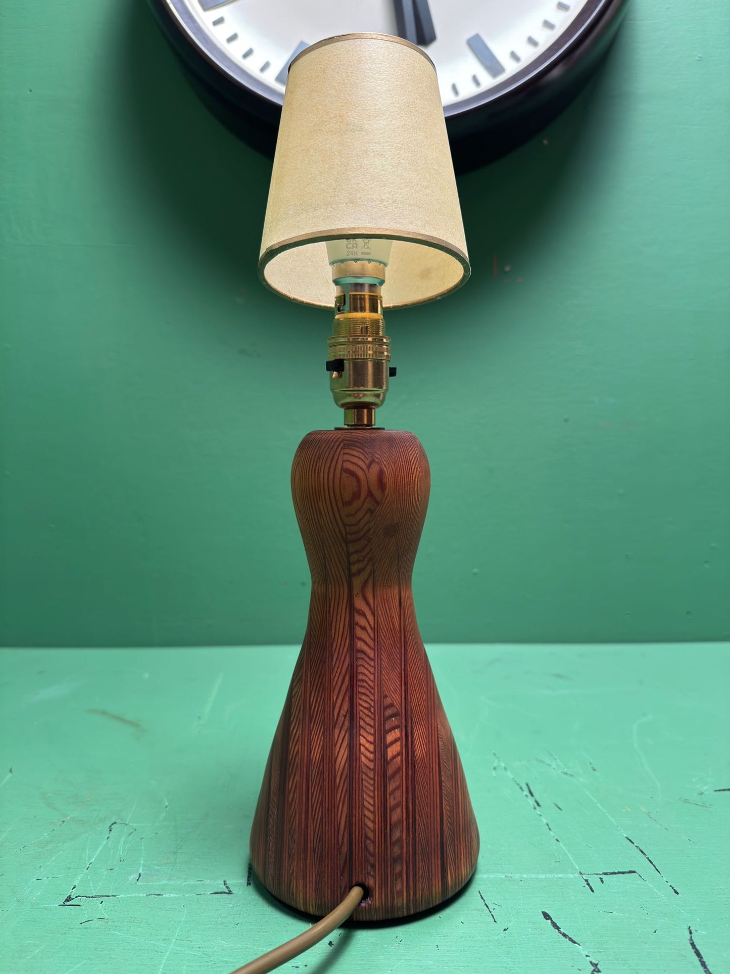 Mid Century 1960s Scandinavian Turned Teak Table Lamp