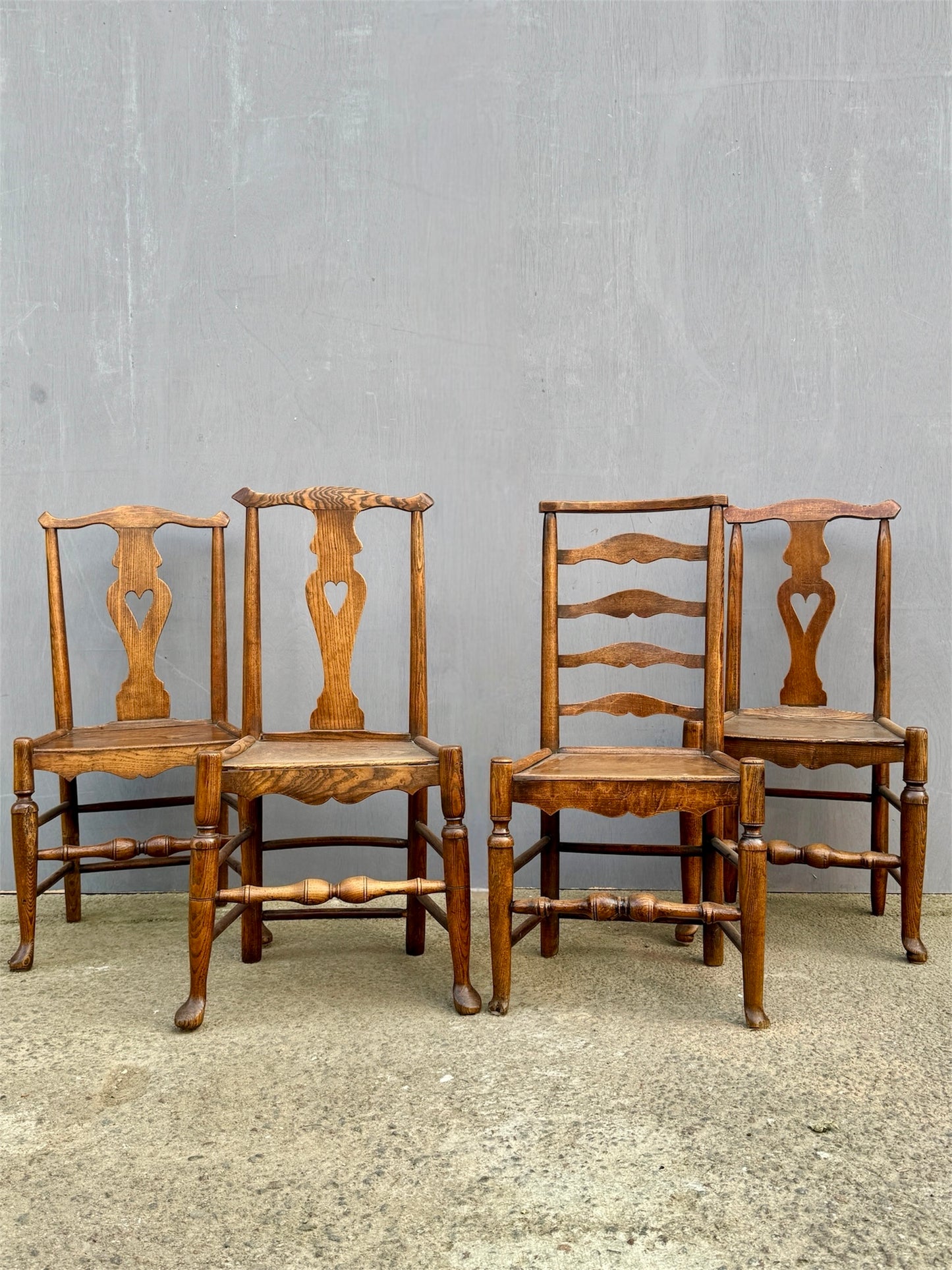 Set Of 4 Elm Side Chairs Circa Early1800s