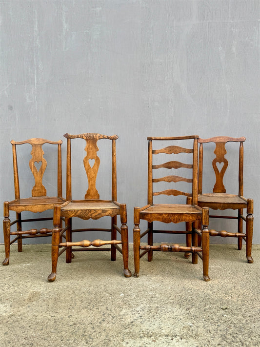Set Of 4 Elm Side Chairs Circa Early1800s