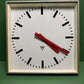 Large Czech Industrial 1970s Square Factory Clocks By Pragotron