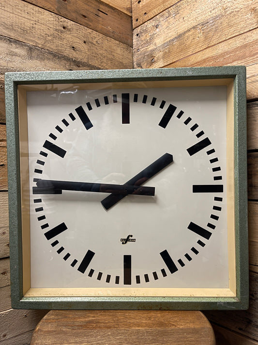 Large 1950's East German Industrial Factory Clocks By Elfema