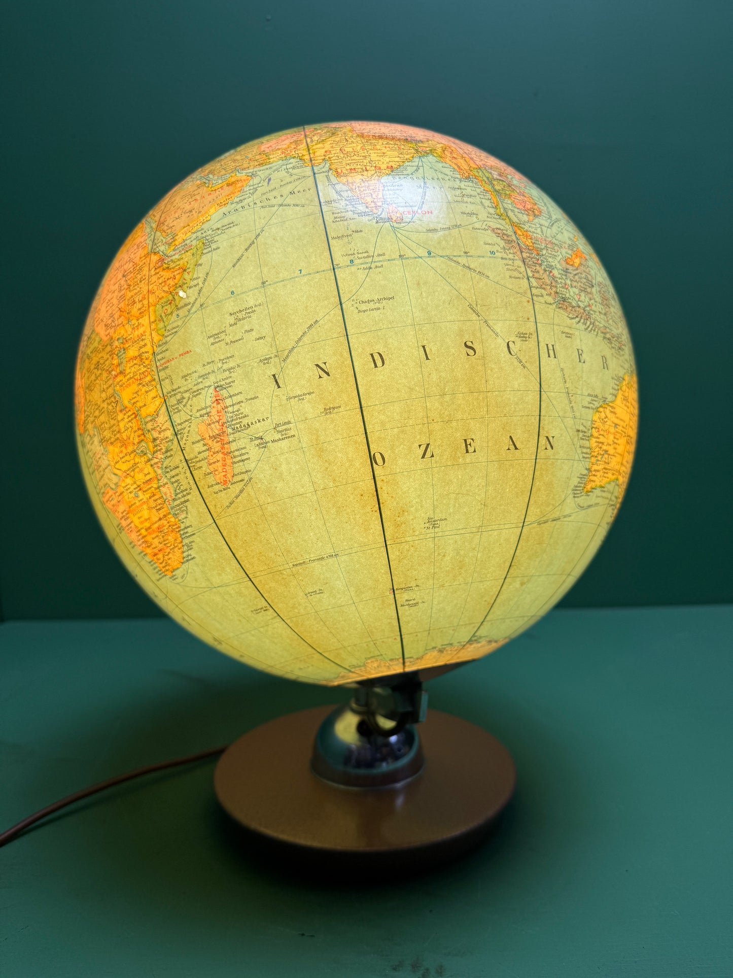 Vintage 1960s German Glass Globe Lamp By JRO Globus Munchenbh