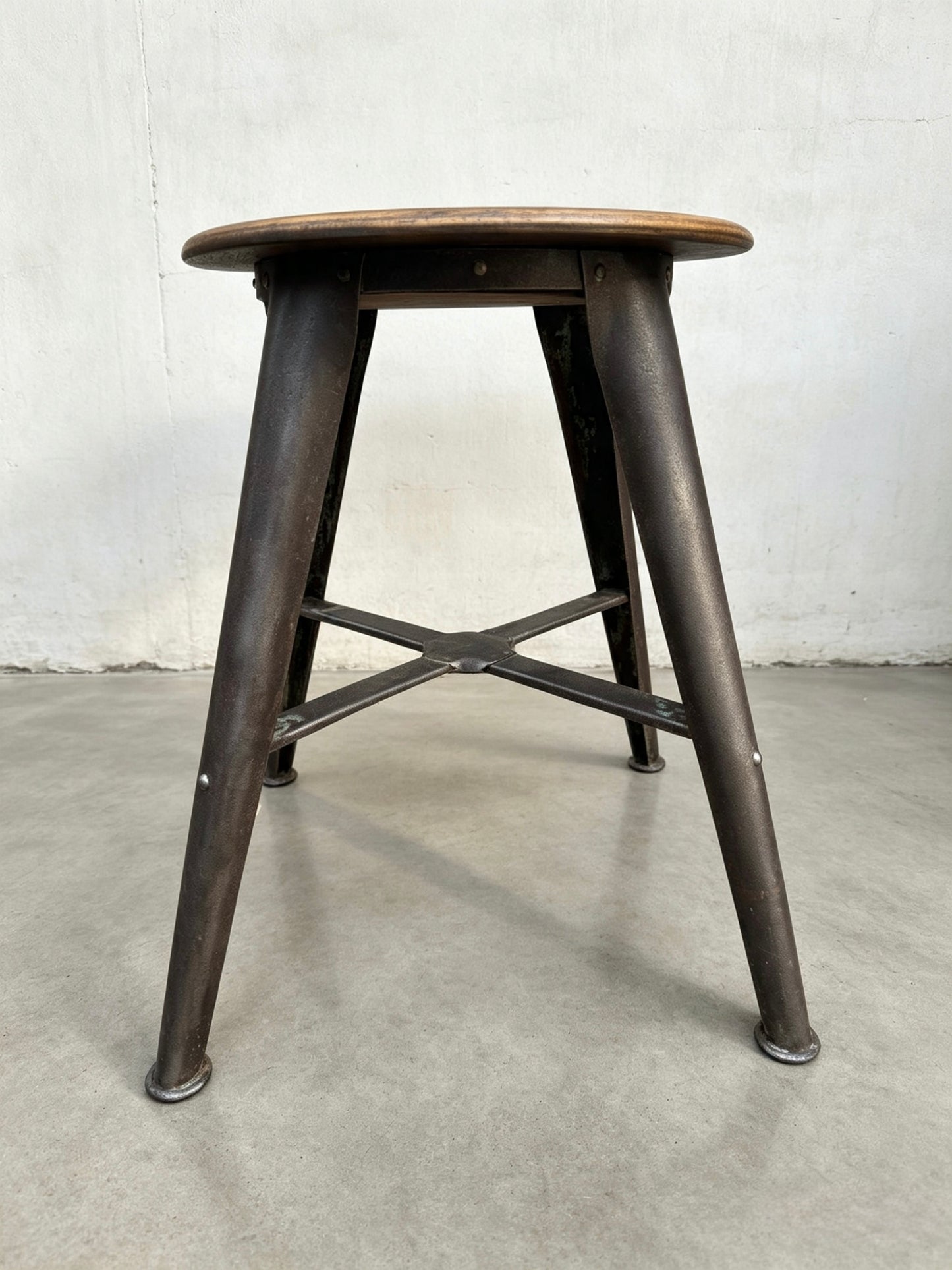 Rare 4 Leg Industrial Work Stool By Ama 1930s