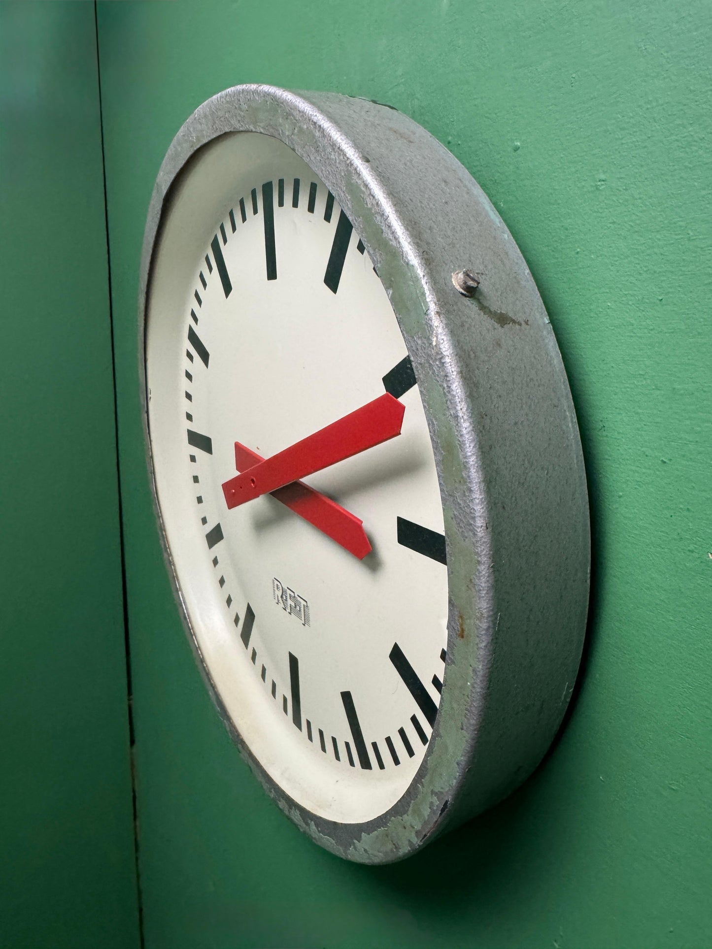 1970s East German Industrial Factory Clock By RFT