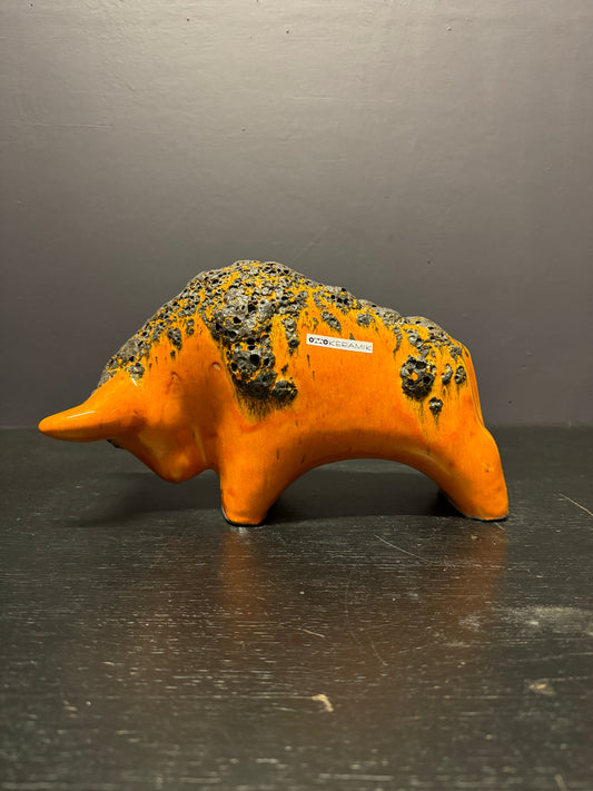 Otto Keramik Large Ceramic Bull West German Pottery Fat Lava