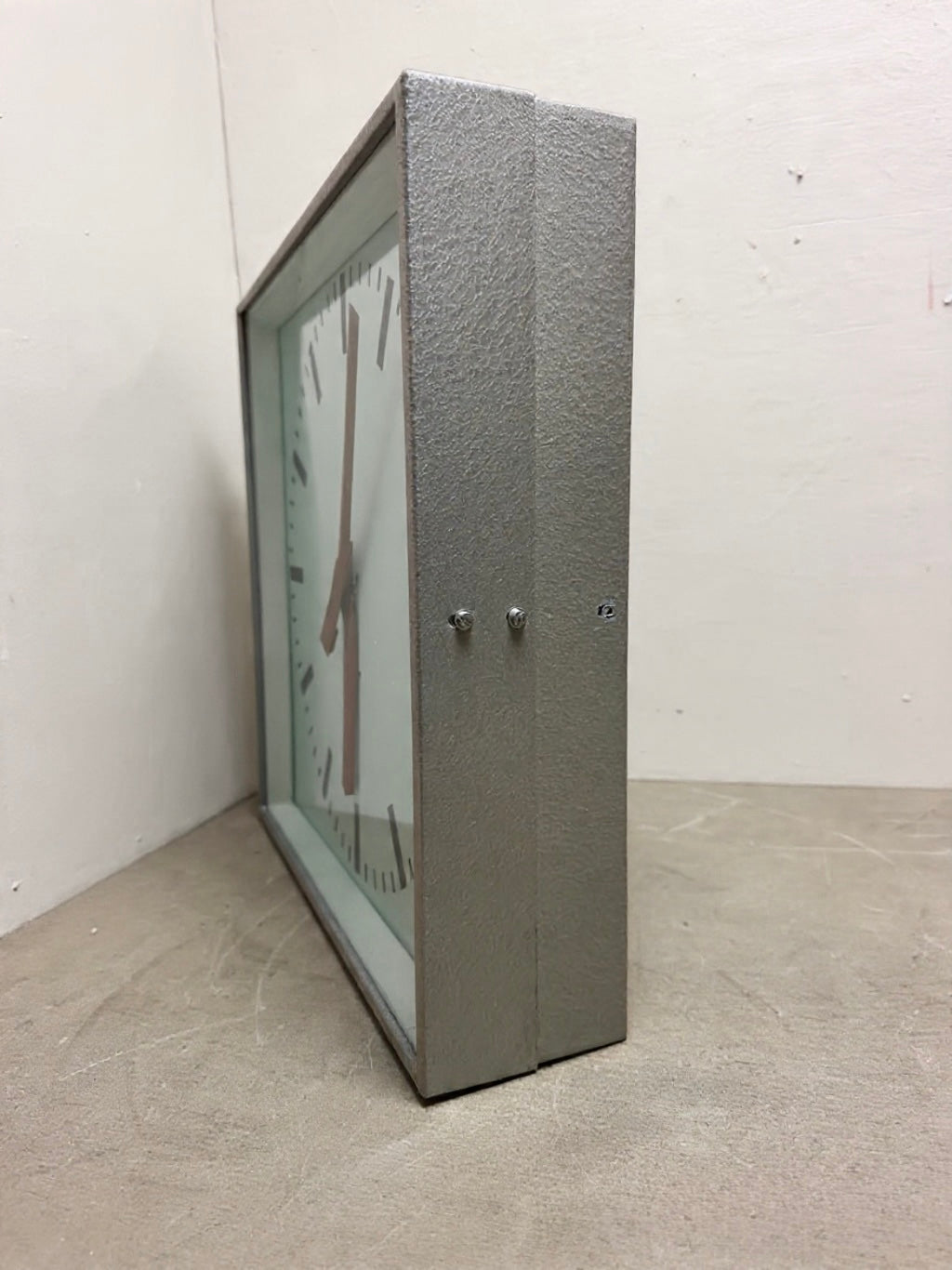 Large Czech Industrial 1970s Square Factory Clocks By Pragotron