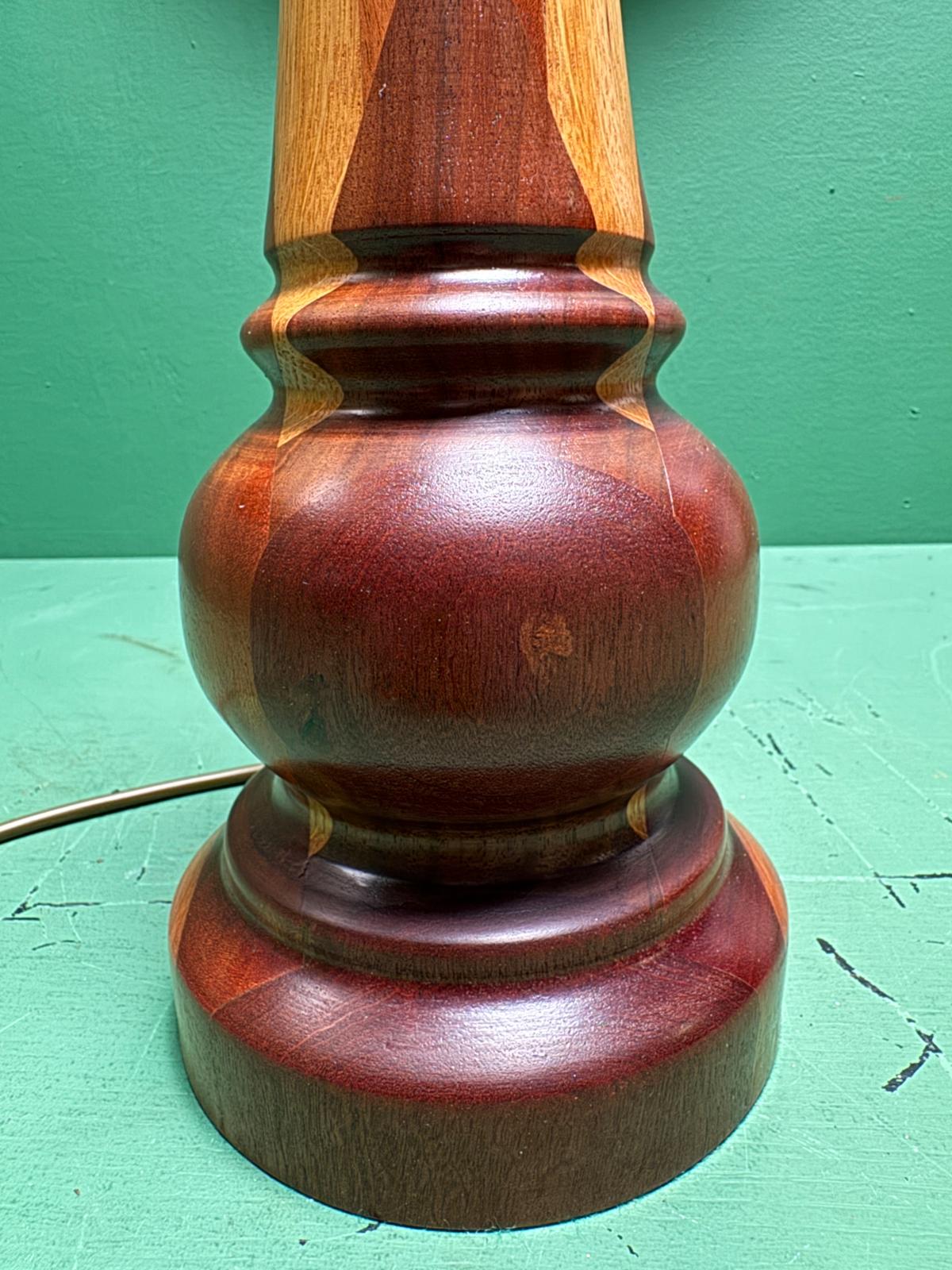 Mid Century 1960s Scandinavian Turned Teak Table Lamp