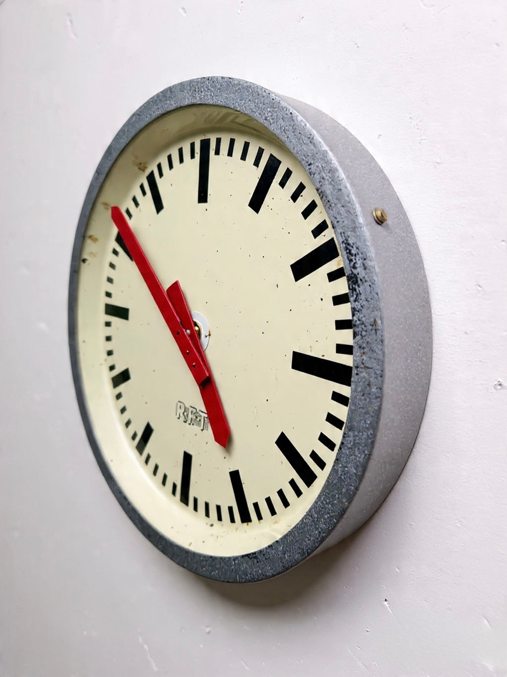 1960s East German Industrial Factory Clock By RFT