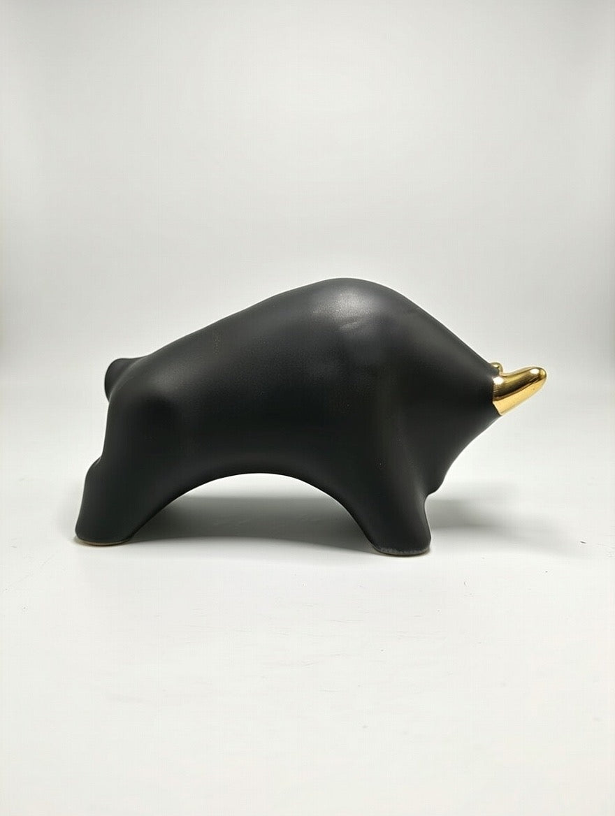 Otto Keramik Gold Edition Ceramic Bull West German Pottery Fat Lava