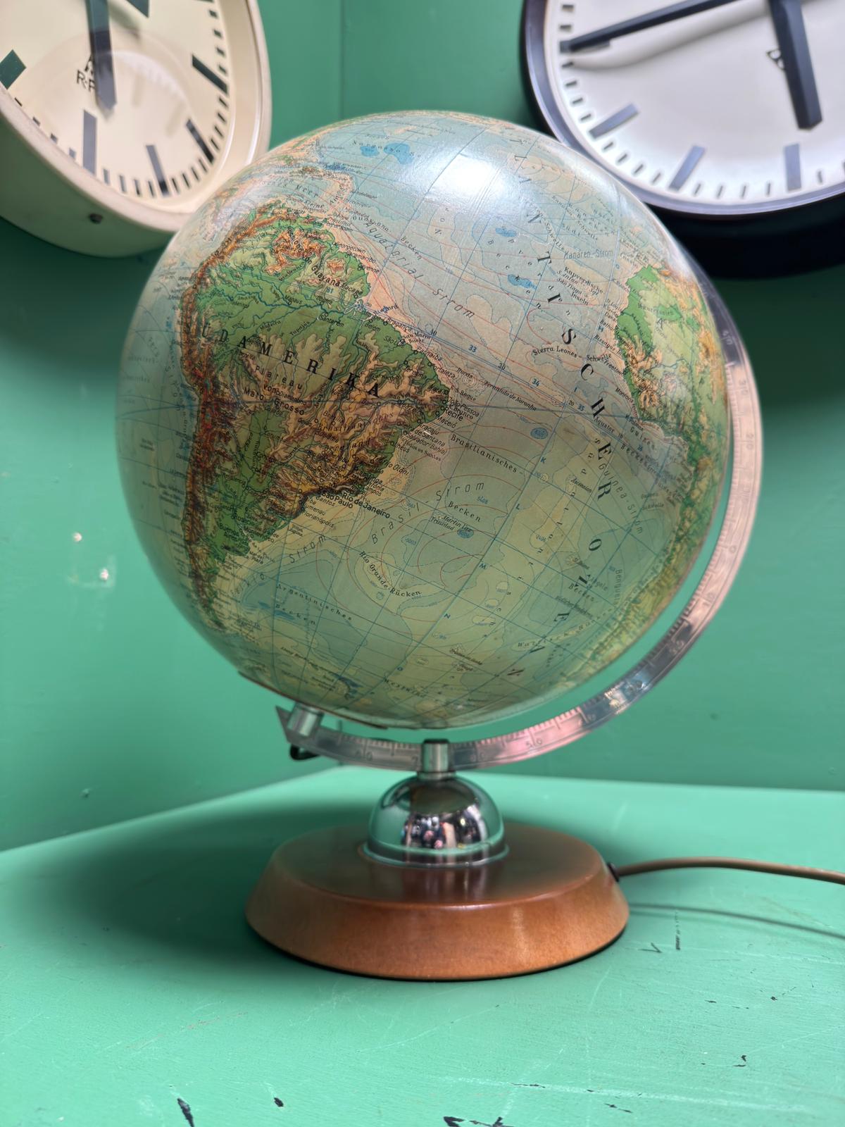 Vintage 1960s German Glass Globe Lamp By JRO Globus Munchen