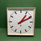 Large Czech Industrial 1970s Square Factory Clocks By Pragotron