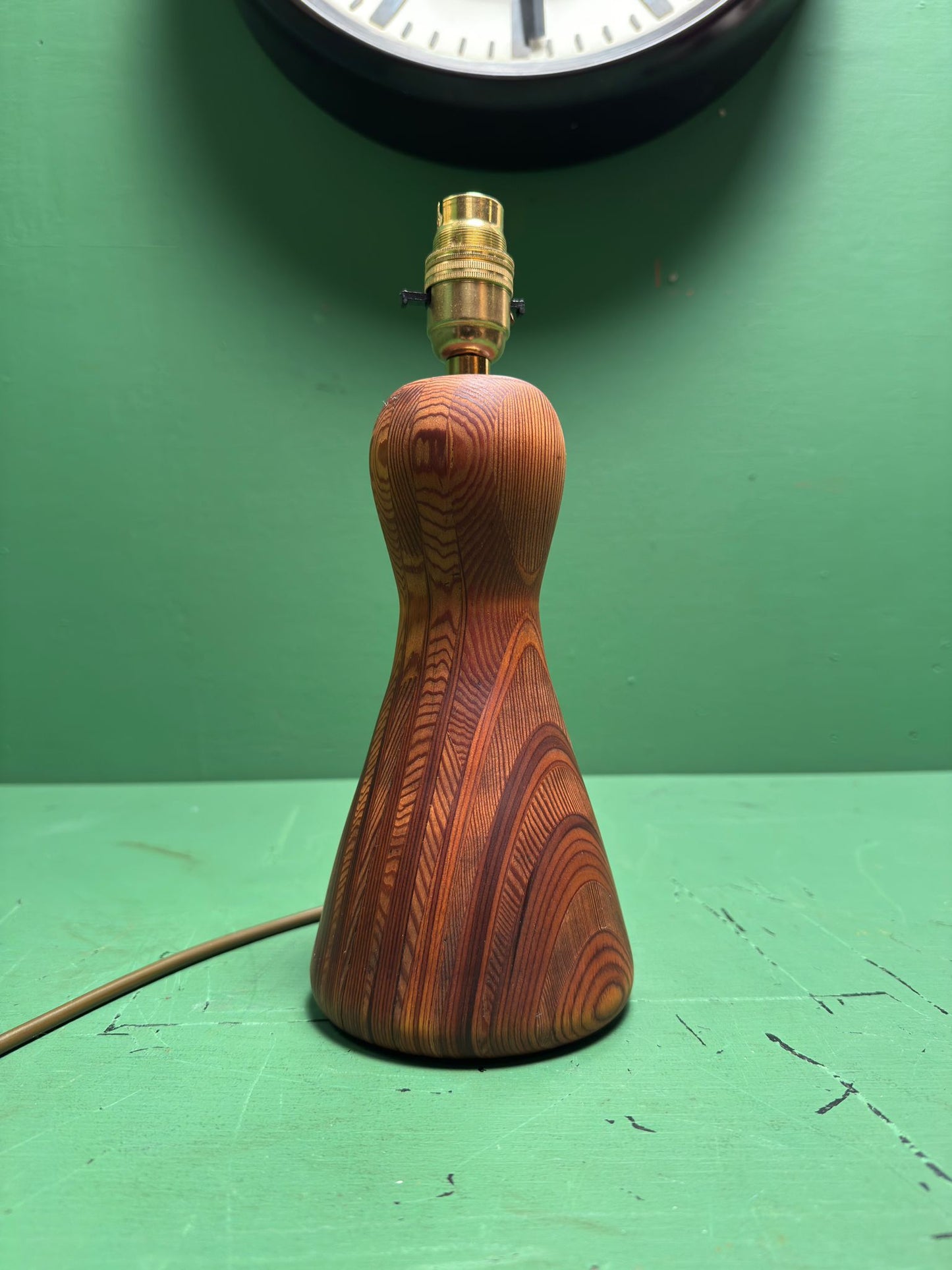 Mid Century 1960s Scandinavian Turned Teak Table Lamp