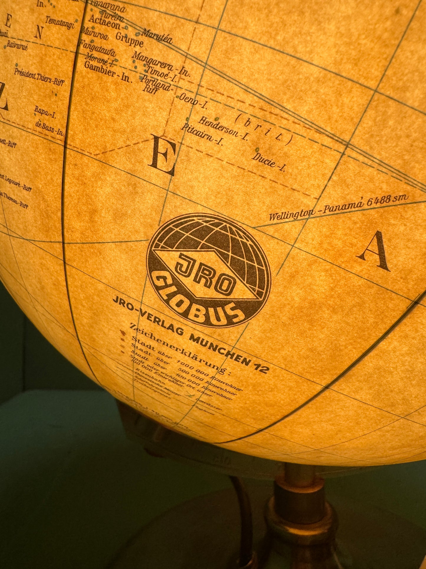 Vintage 1960s German Glass Globe Lamp By JRO Globus Munchen