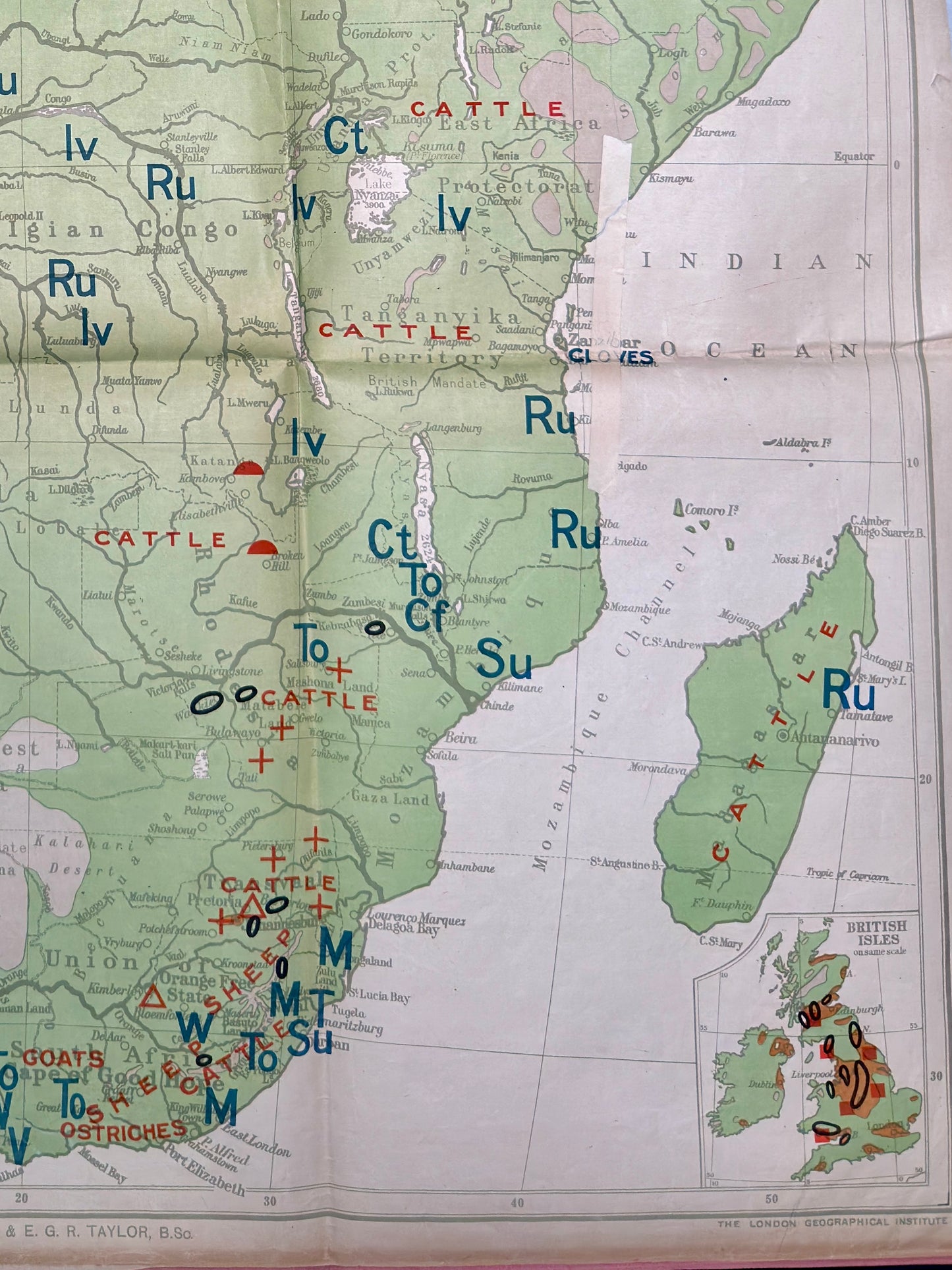 Philips Comparative Wall Atlas Of Africa Circa 1950s