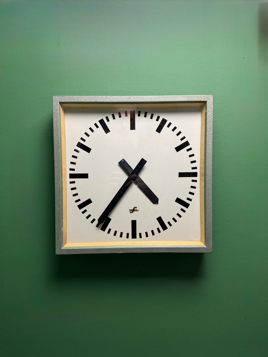 Large 1960's East German Industrial Factory Clocks By Elfema