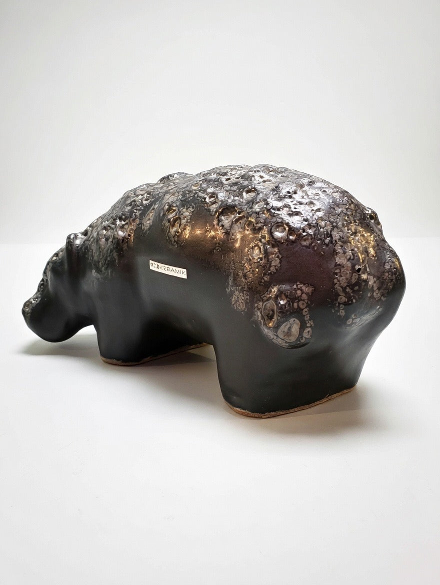 Otto Keramik Ceramic Hippopotamus West German Pottery Fat Lava