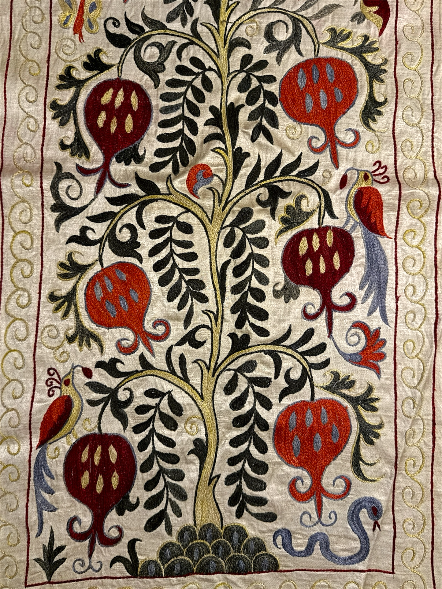 Hand Made Silk On Silk Uzbek Bukhara Suzani.