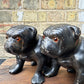 Pair Of Ceramic Bulldogs Dated 1923