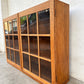Early 1900s Oak Double Glass Door Display Bookshelf