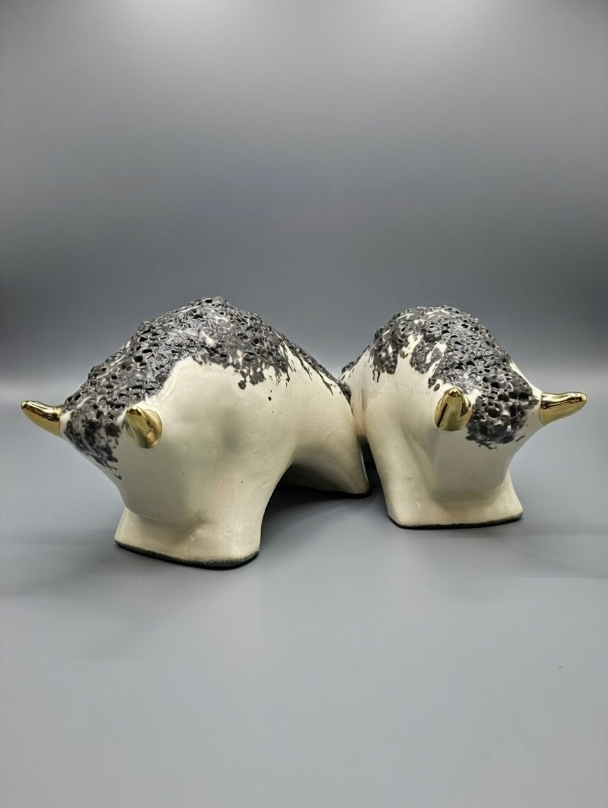 Otto Keramik Gold Edition Ceramic Bull West German Pottery Fat Lava