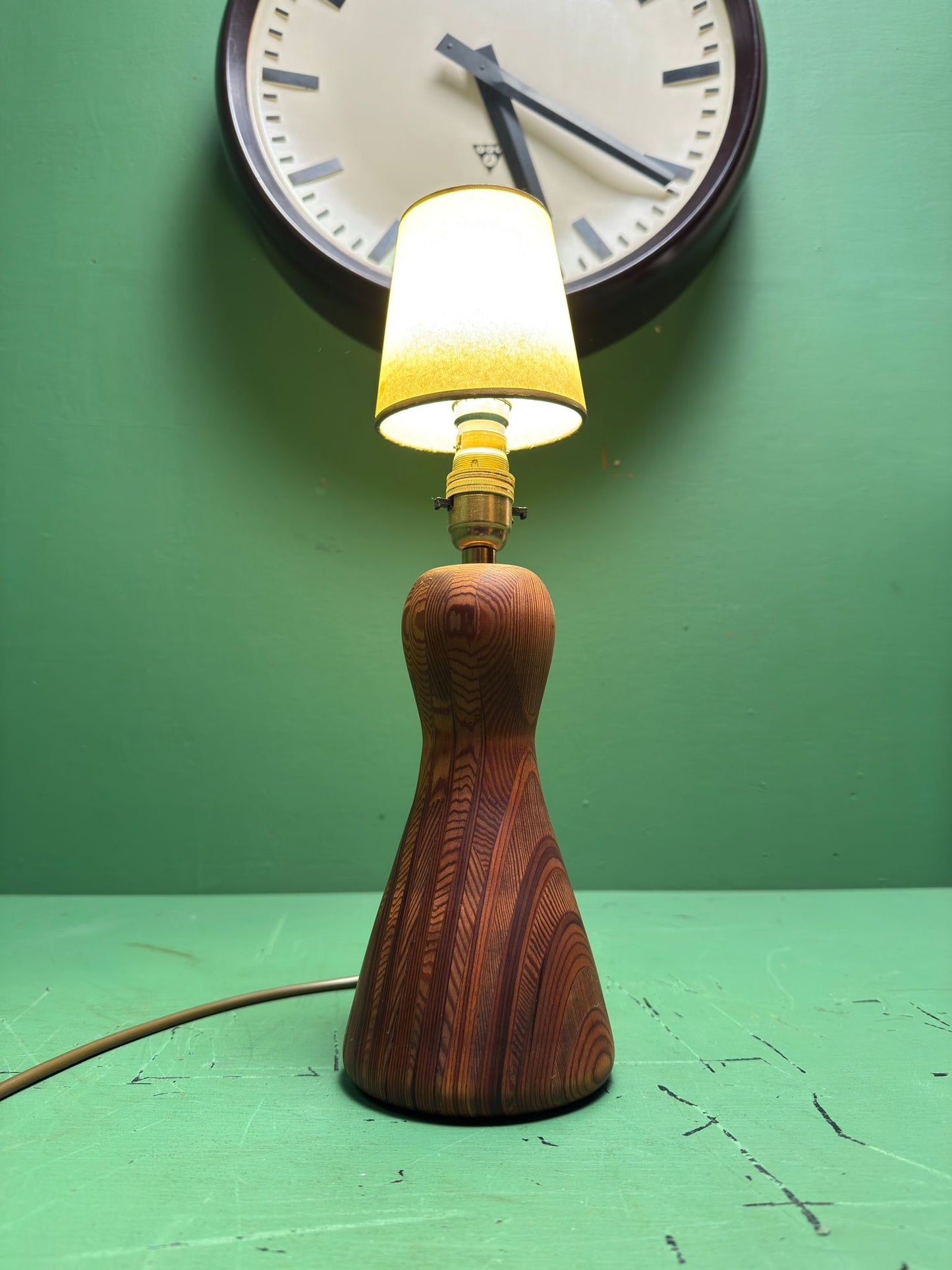 Mid Century 1960s Scandinavian Turned Teak Table Lamp