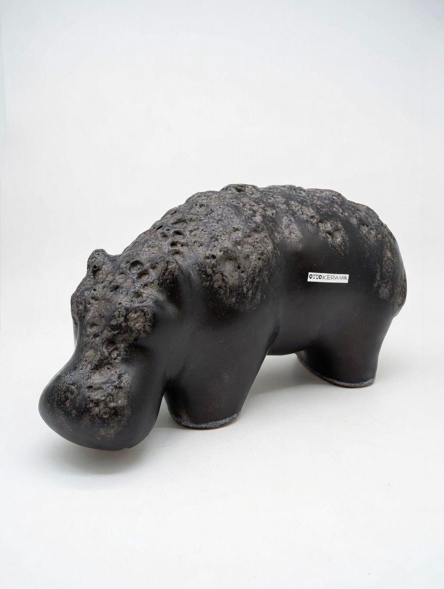 Otto Keramik Ceramic Hippopotamus West German Pottery Fat Lava