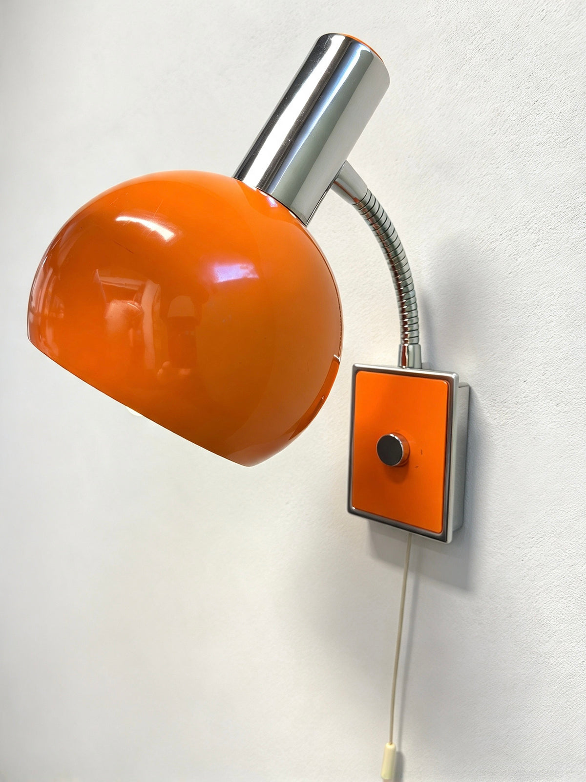 1960s Retro Orange & Chrome Wall Lamp