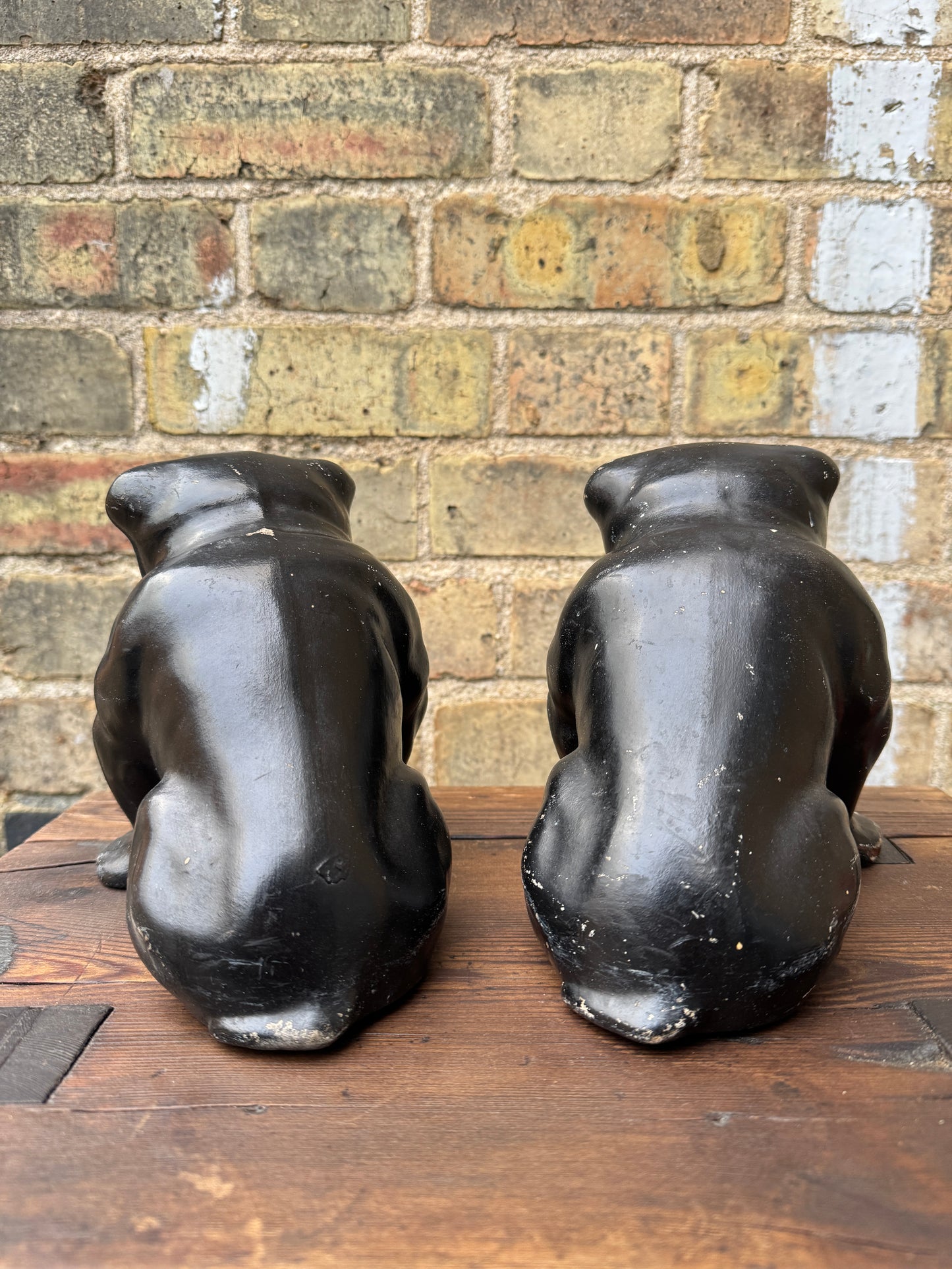 Pair Of Ceramic Bulldogs Dated 1923