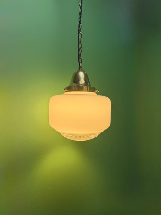 1930s Opaline Pendant Lights With Original Diffusers