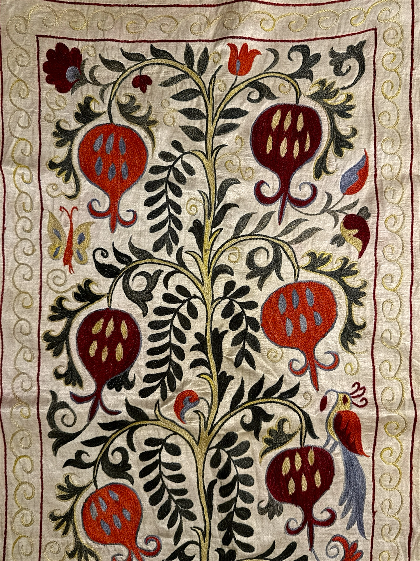 Hand Made Silk On Silk Uzbek Bukhara Suzani.