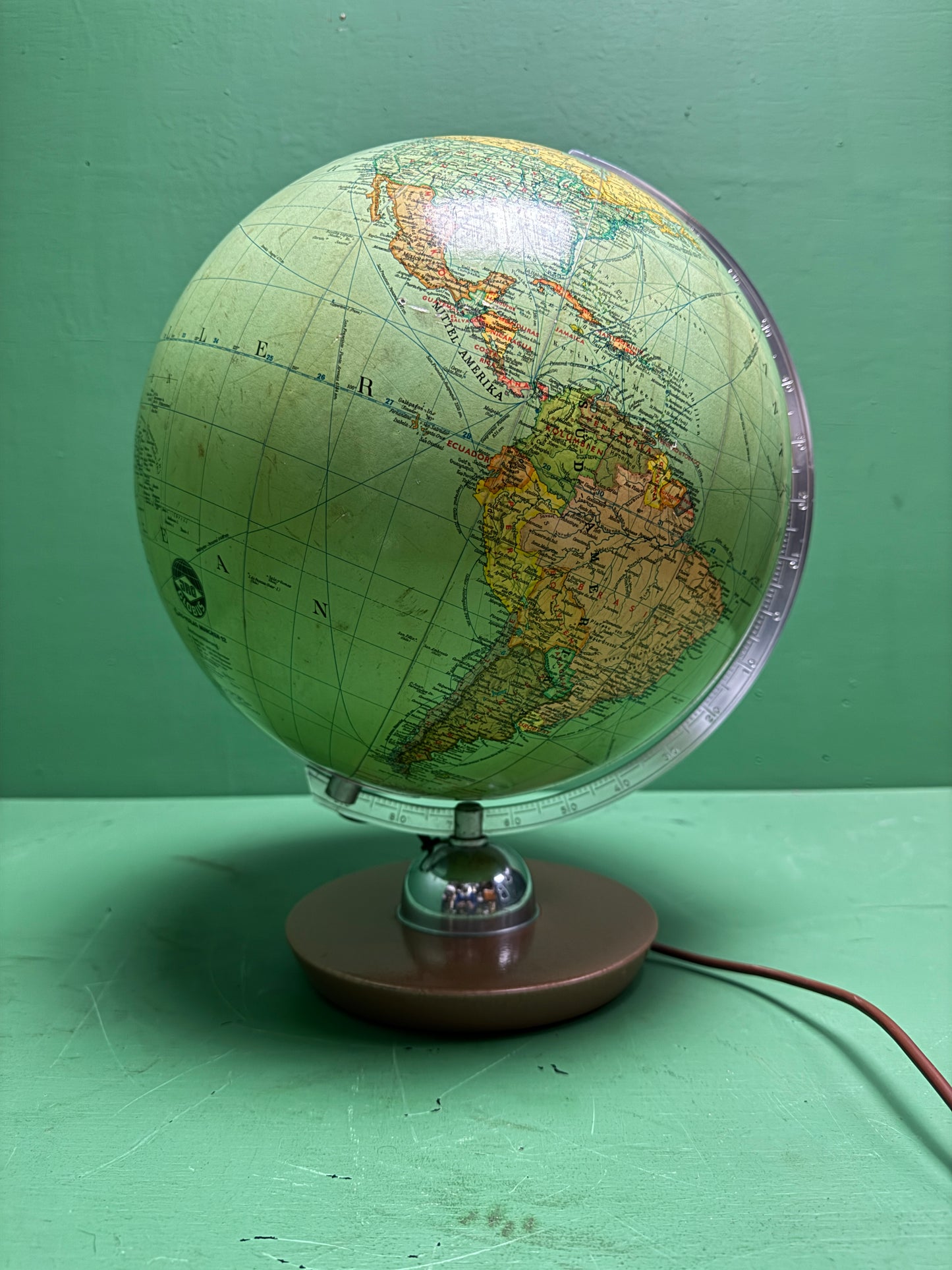 Vintage 1960s German Glass Globe Lamp By JRO Globus Munchenbh