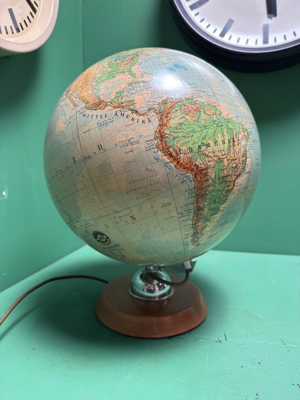 Vintage 1960s German Glass Globe Lamp By JRO Globus Munchen