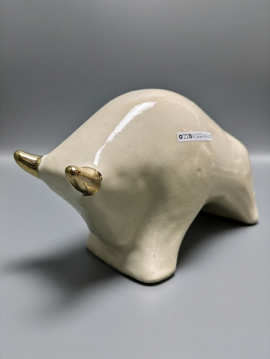 Otto Keramik Gold Edition Ceramic Bull West German Pottery Fat Lava
