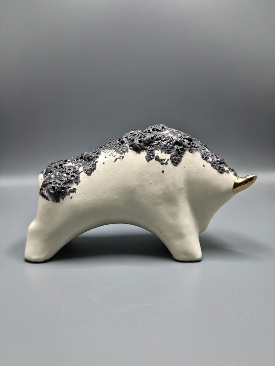 Otto Keramik Gold Edition Ceramic Bull West German Pottery Fat Lava