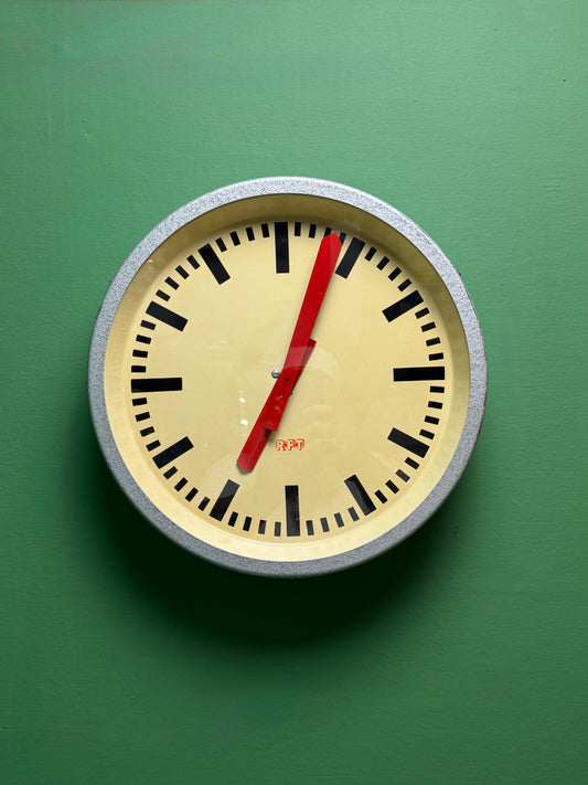 1950s East German Industrial Factory Clock By RFT