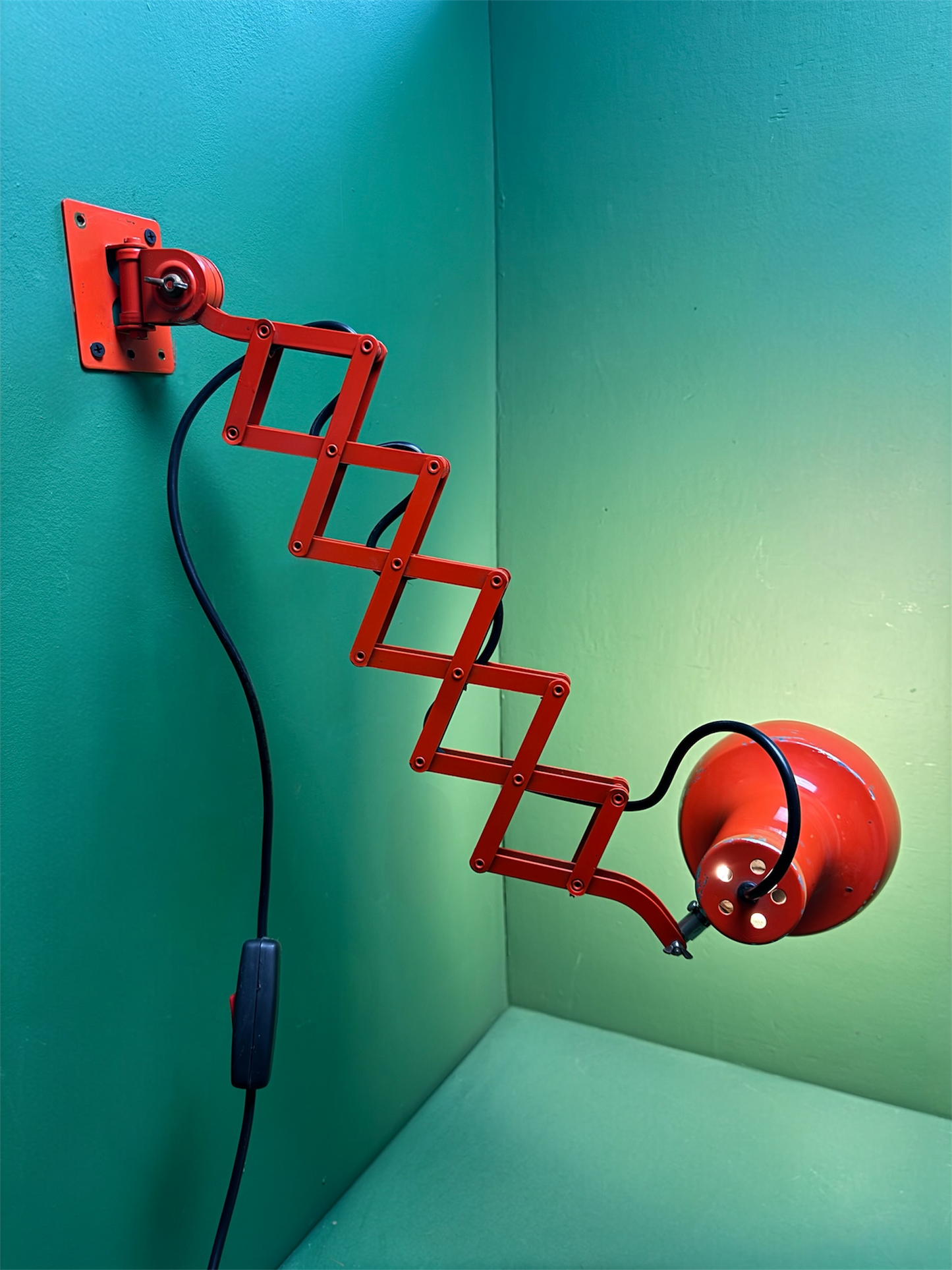1970s Bright Orange Scissor Lamps By SIS Germany